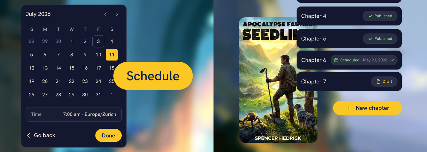Scheduling chapters on an online publishing platform